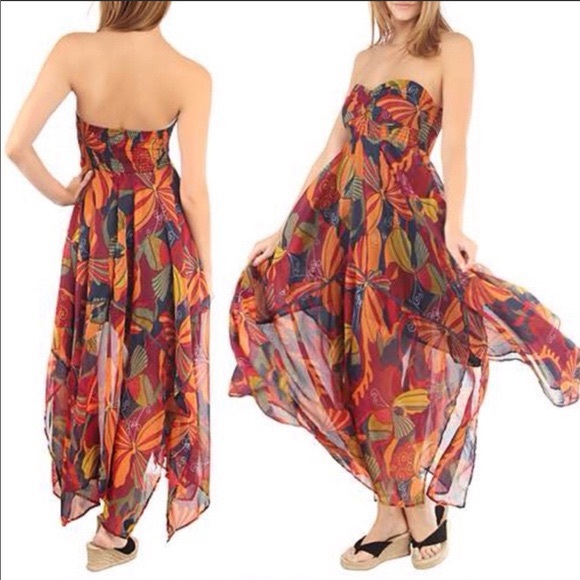 Roxy Sea Siren Maxi Chiffon Strapless Dress - Picture 2 of 9